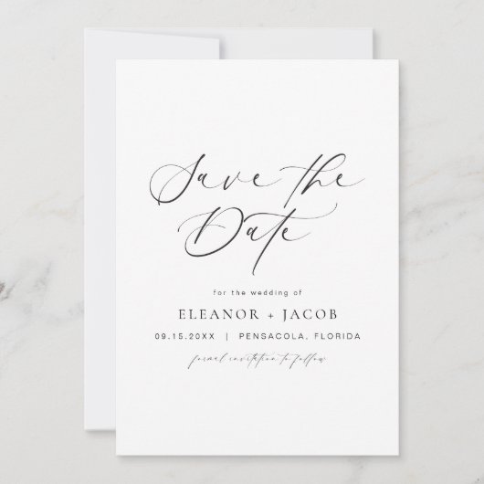 ELLA Elegant Minimalistisch Script Foto Bewaar de Kaart (Voorkant)