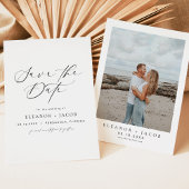 ELLA Elegant Minimalistisch Script Foto Bewaar de Kaart