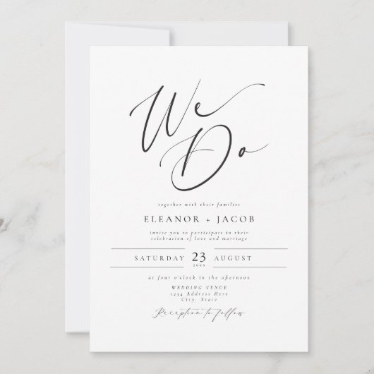 ELLA Elegant Minimalistisch Script Fotobruiloft Kaart (Voorkant)