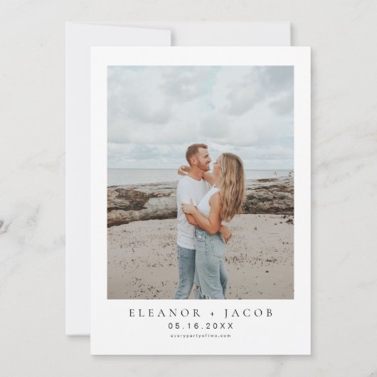 ELLA Elegant Minimalistisch Script Fotobruiloft Kaart (Achterkant)