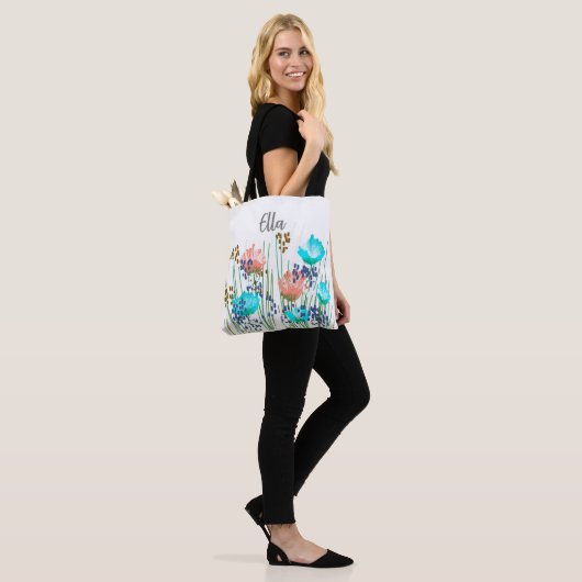 Ella Floral Monogram Tote Bag (Op model)