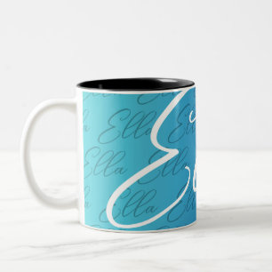 Ella Herhalend Naam Patroon Ontwerp Tweekleurige Koffiemok