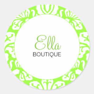Ella Limoen Damask Chic Round Sticker