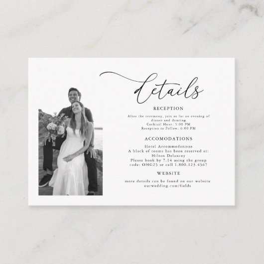 ELLA Moderne foto bruiloft Details Informatiekaartje (Voorkant)