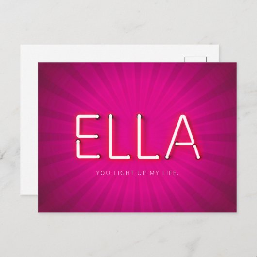 Ella-naam in gloeiende neonlampen briefkaart (Voorkant / Achterkant)