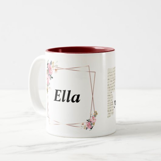 Ella name Mug – Custom Coffee Cup with An Tweekleurige Koffiemok (Voorkant links)