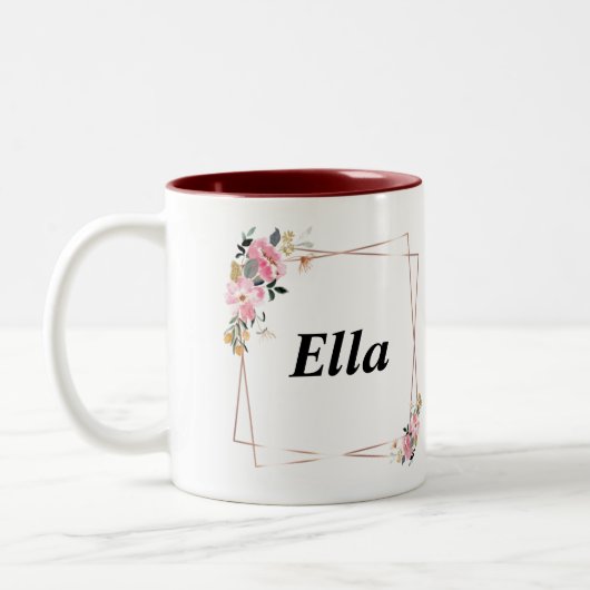 Ella name Mug – Custom Coffee Cup with An Tweekleurige Koffiemok (Links)