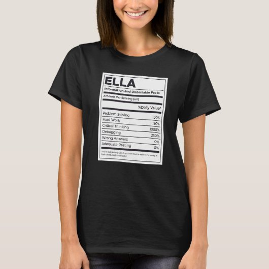 Ella Nutrition Information Problem Solution Hard W T-shirt (Voorkant)