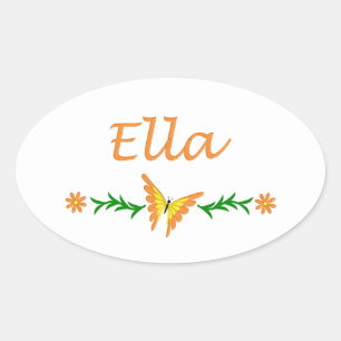 Ella (Oranje vlinder) Ovale Sticker
