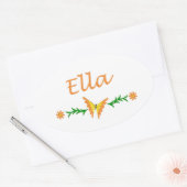 Ella (Oranje vlinder) Ovale Sticker (Envelop)