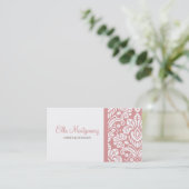 Ella Pink Damask Chic Visitekaartje (Staand voorkant)
