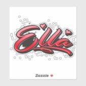 Ella red Heart Graffiti Aufkleber Sticker (Vel)