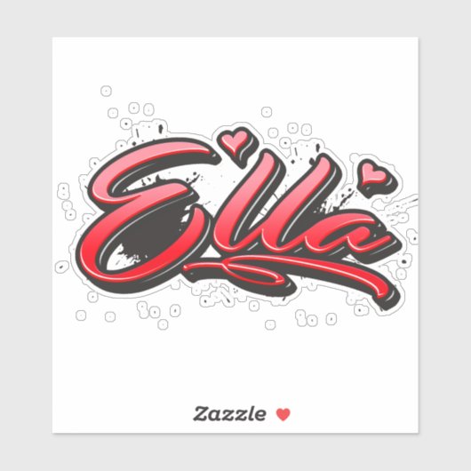 Ella red Heart Graffiti Aufkleber Sticker (Vel)
