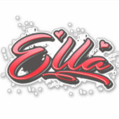 Ella red Heart Graffiti Aufkleber Sticker (Voorkant)