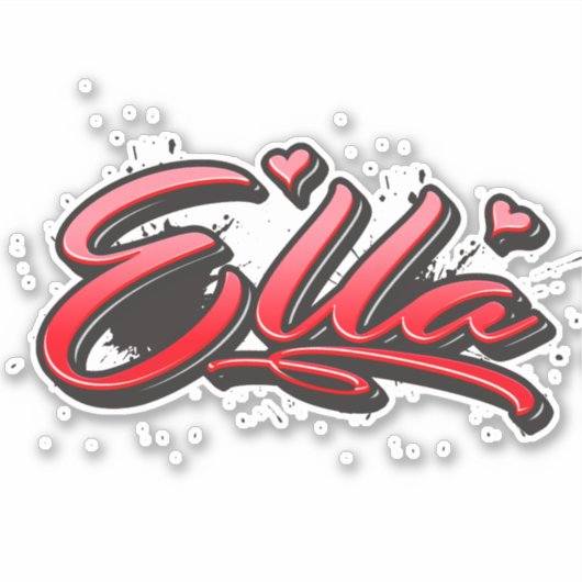 Ella red Heart Graffiti Aufkleber Sticker (Voorkant)