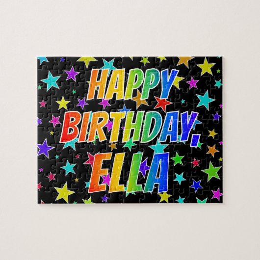 "ELLA" voornaam, geun "HAPPY BIRTHDAY" Legpuzzel (Horizontaal)