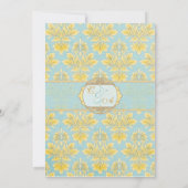 Elle Damask Light Blue Wedding initivatie Kaart (Achterkant)