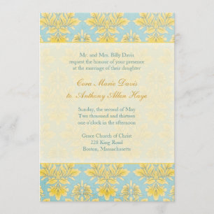 Elle Damask Light Blue Wedding initivatie Kaart