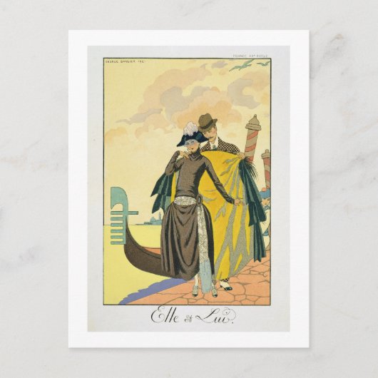 Elle et Lui, 1921 (pochoir print) Briefkaart (Voorkant)