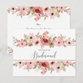 ELLE Pink Flower Elegant Bruidsmeisje Kaart (Voorkant / Achterkant)