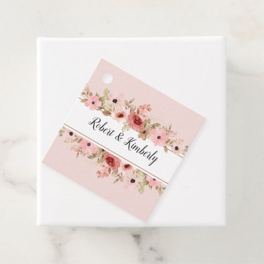 ELLE roze bloem elegante bruiloft Bedankjes Labels (In situ)
