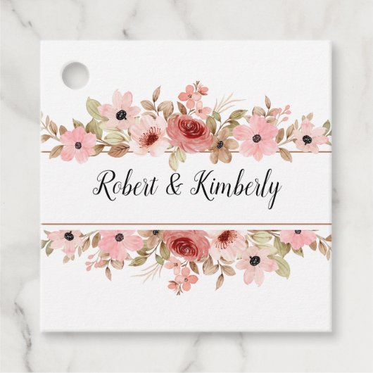 ELLE roze bloem elegante bruiloft Bedankjes Labels (Voorkant)