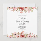 ELLE roze bloem elegante bruiloft Kaart (Achterkant)