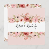 ELLE roze bloem elegante bruiloft Kaart (Voorkant / Achterkant)