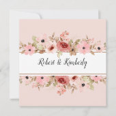 ELLE roze bloem elegante bruiloft Kaart (Voorkant)