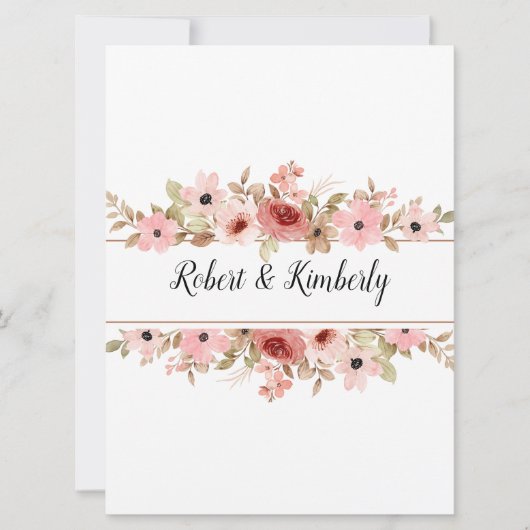 ELLE roze bloem elegante bruiloft Kaart (Voorkant)