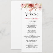 ELLE roze bloem elegante bruiloft Menu (Voorkant / Achterkant)