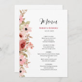 ELLE roze bloem elegante bruiloft Menu (Voorkant / Achterkant)