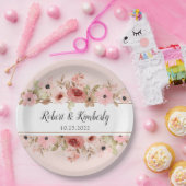 ELLE roze bloem elegante bruiloft Papieren Bordje (Feest)