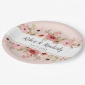 ELLE roze bloem elegante bruiloft Papieren Bordje (Gekanteld)