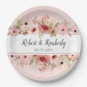 ELLE roze bloem elegante bruiloft Papieren Bordje (Voorkant)