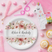 ELLE roze bloem elegante bruiloft Papieren Bordje (Feest)