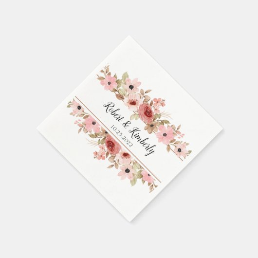 ELLE roze bloem elegante bruiloft Servet (Hoek)