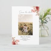 ELLE Roze Bloem Elegante Trouw Save The Date (Staand voorkant)