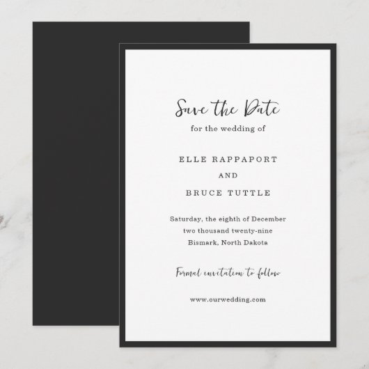 Elle Simple Modern Wedding Save The Date (Voorkant / Achterkant)