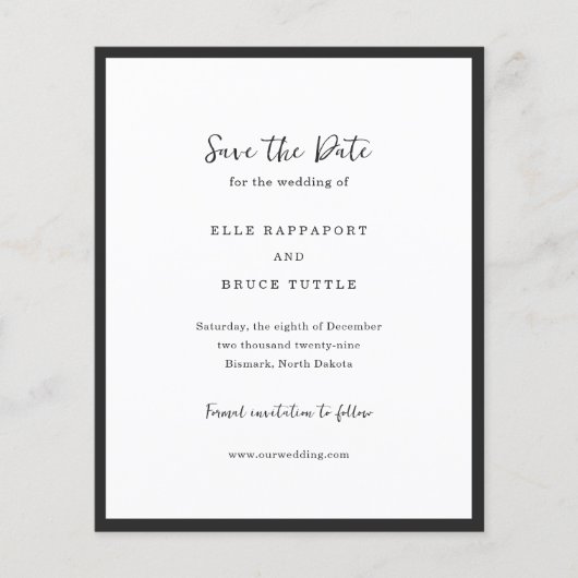 Elle Simple Modern Wedding Save the Date (Voorkant)