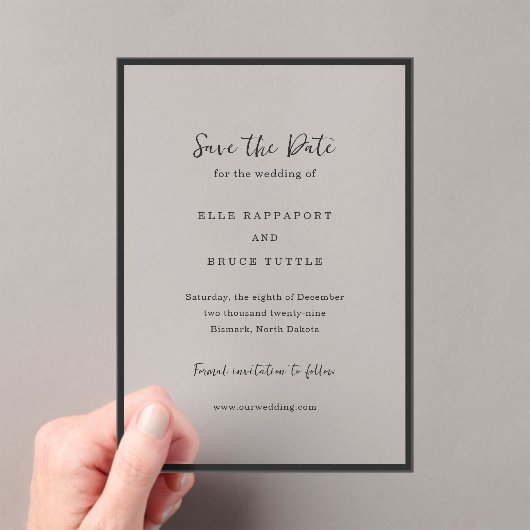 Elle Simple Modern Wedding Save the Date Acryl Uitnodigingen (Insitu (Draagbaar))