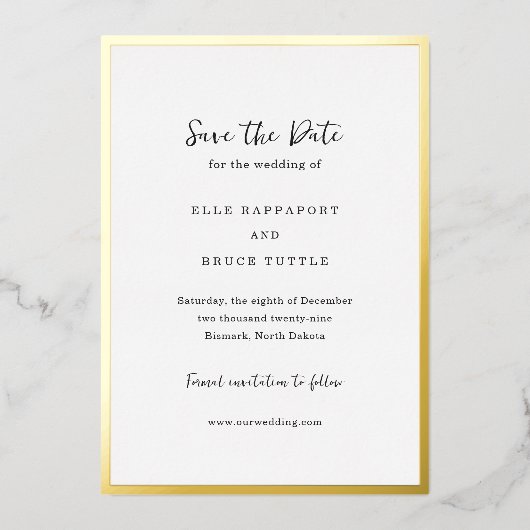 Elle Simple Modern Wedding Save the Date Folie Uitnodiging (Voorkant)