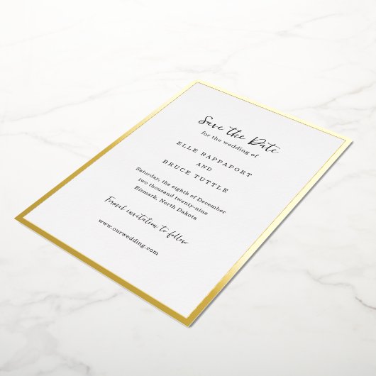 Elle Simple Modern Wedding Save the Date Folie Uitnodiging (Gedraaid)