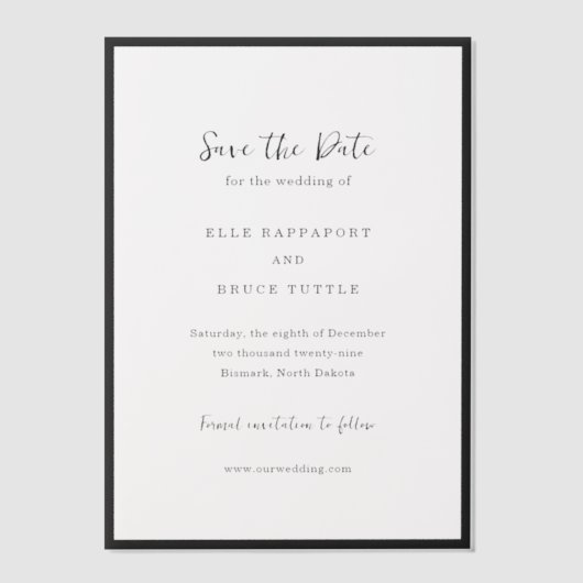 Elle Simple Modern Wedding Save the Date Vellum Uitnodigingen (Voorkant)