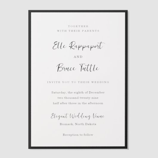 Elle Simple Modern Wedding Vellum Uitnodigingen (Voorkant)