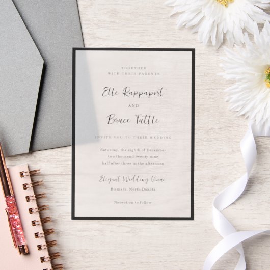 Elle Simple Modern Wedding Vellum Uitnodigingen (Huwelijk)