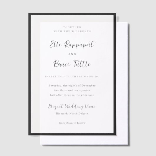 Elle Simple Modern Wedding Vellum Uitnodigingen (Offset)