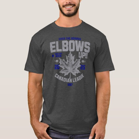 Ellebogen omhoog! Boven de planken Canadese Hockey T-shirt (Voorkant)