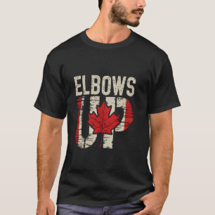 Ellebogen Omhoog Canada Canadese Vlag Mannen Retro T-shirt