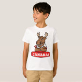 Ellebogen omhoog Canada! Grappige eland met vlag K T-shirt (Voorkant volledig)